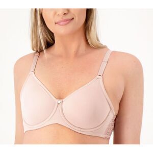 Breezies Women's Bra Sz 38DDD Jacquard Back Smoothing Unlined Pink A473389